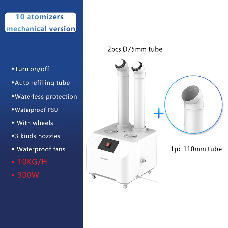 10 Heads Mechanical Model Air Huge Heavy Fog Industrial Public Hotel & Car Use Ultrasonic Humidifier 6L Auto Refilling Portable