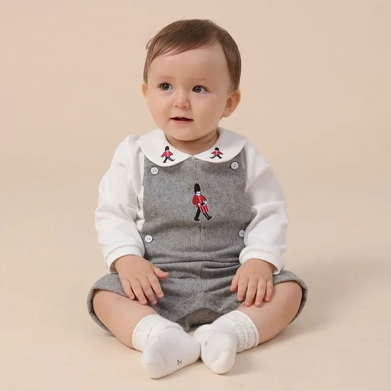 

Winter New Baby Eid Clothes Baby Knitwear Newborn Embroidered Strappy Pants Set Boutique Kids Clothing Christmas Spanish Boys