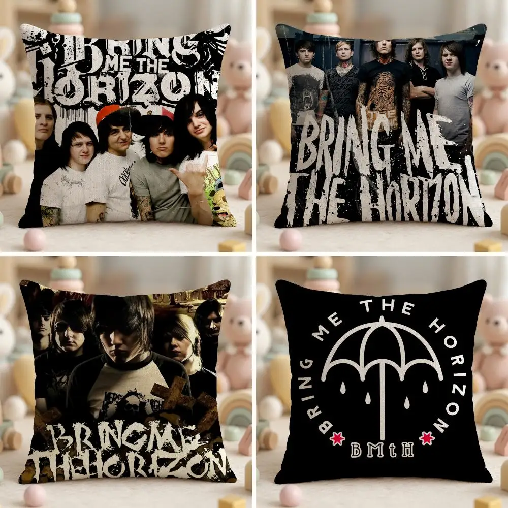 B-Bring Me the H-Horizon Metal Cushion Cover Soft Plush Fabric Double-Sided Printed Pillowcase for All Seasons Home Decor