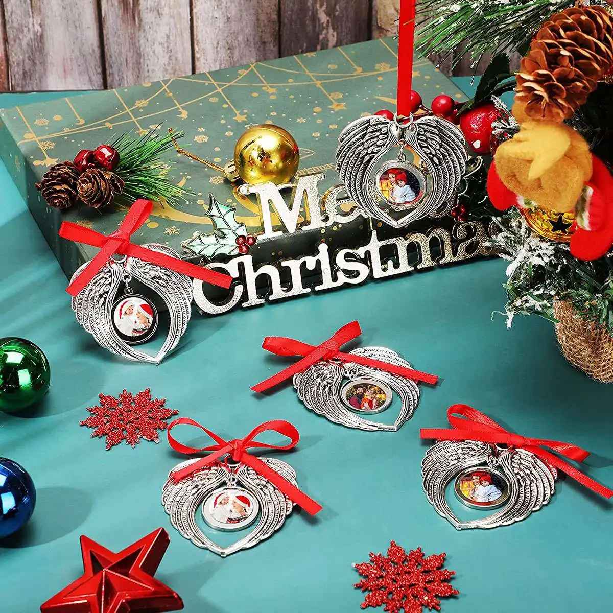 ABFW 12Pcs Angel Wing Shape Blank Hot Transfer Printing Sublimation Ornament Decoration for Christmas Tree Decor Xmas Party