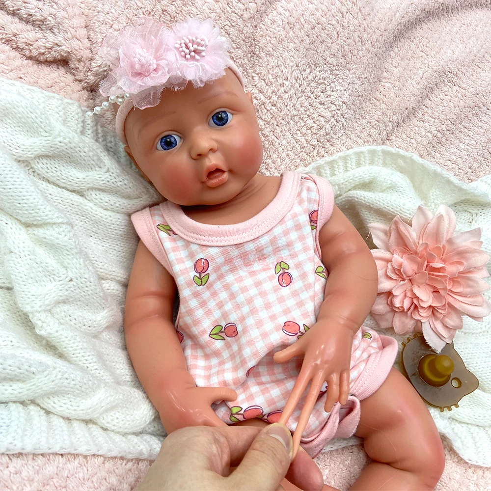 ぽっちゃり体型42cm開口部が開いた女の子シリコンリボーンドール高品質＆安全リアルな新生児人形解剖学的に正確なクリスマス用