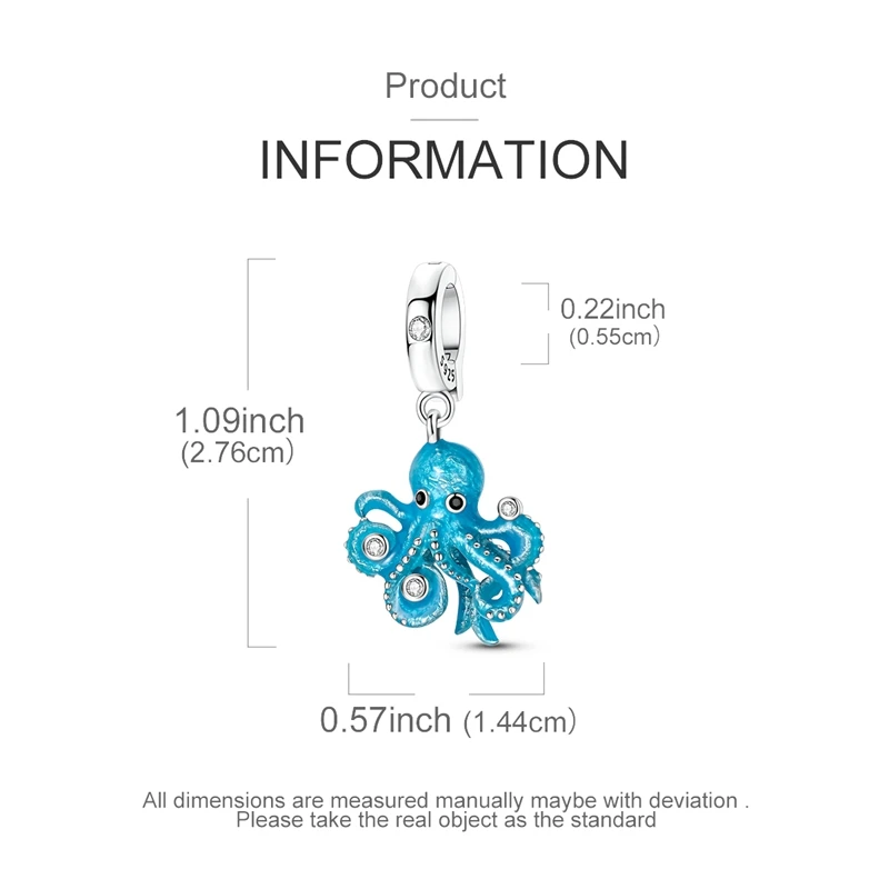 925 Sterling Silber Sommer Charms Perlen Krabbe Schildkröte Oktopus Muschel Anhänger Passend für Original Armband für Frauen DIY Schmuck Geschenk – Detail 36
