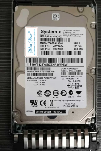 

Для 600GB/600G 2,5 ''10K SAS 49Y2003 49Y2004 49Y2007 M3 M4