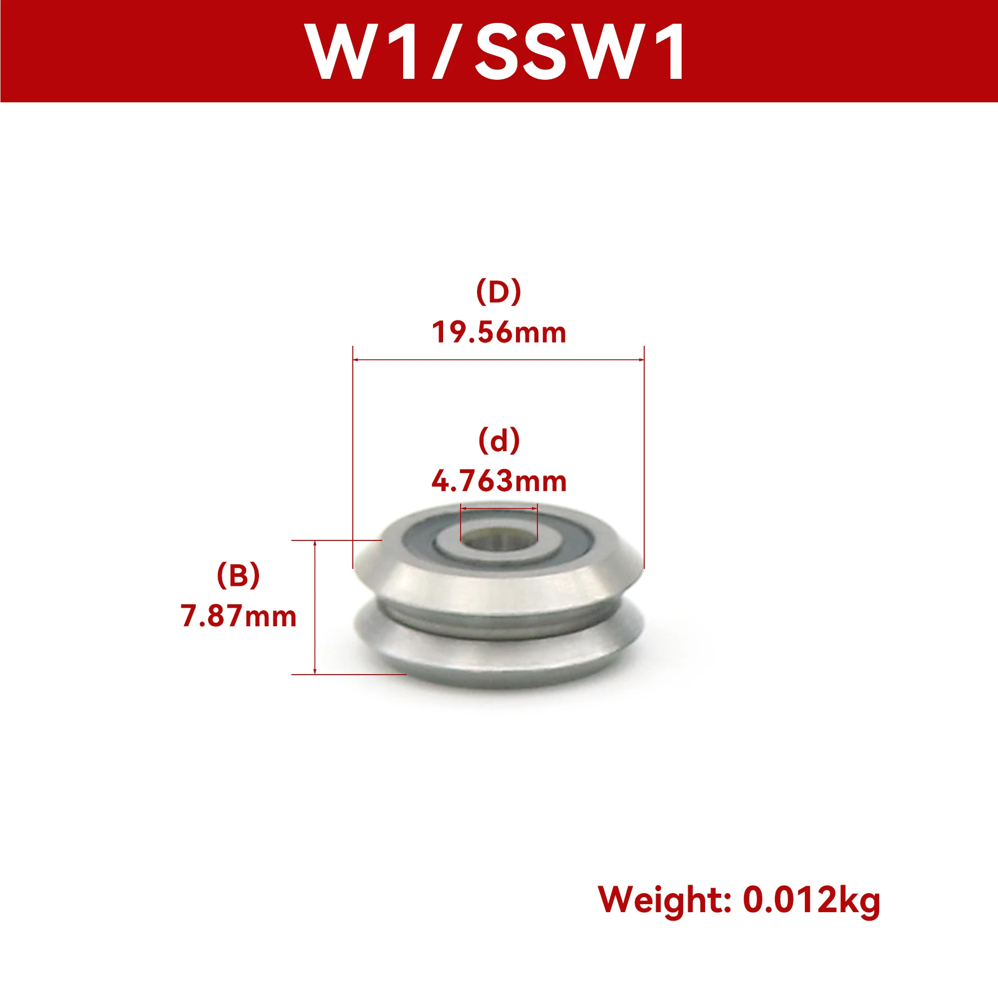 3/16 Bore Diameter RM1ZZ RM1-2RS W1ZZ W1-2RS RM1 W1 V Groove Track Roller Bearing 4.763x19.56x7.87mm Guide Wheel Bearing