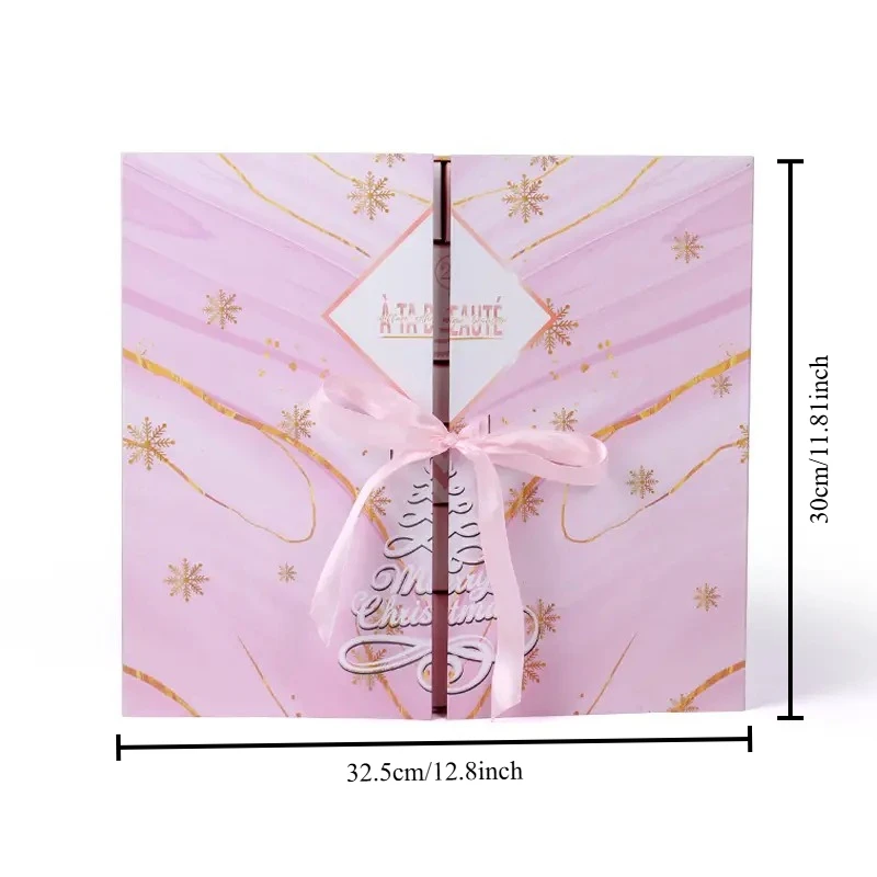 صندوق غامض للعد التنازلي لعيد الميلاد قابل للطي لمدة 24 يومًا، صندوق تقويم العد التنازلي الوردي #5