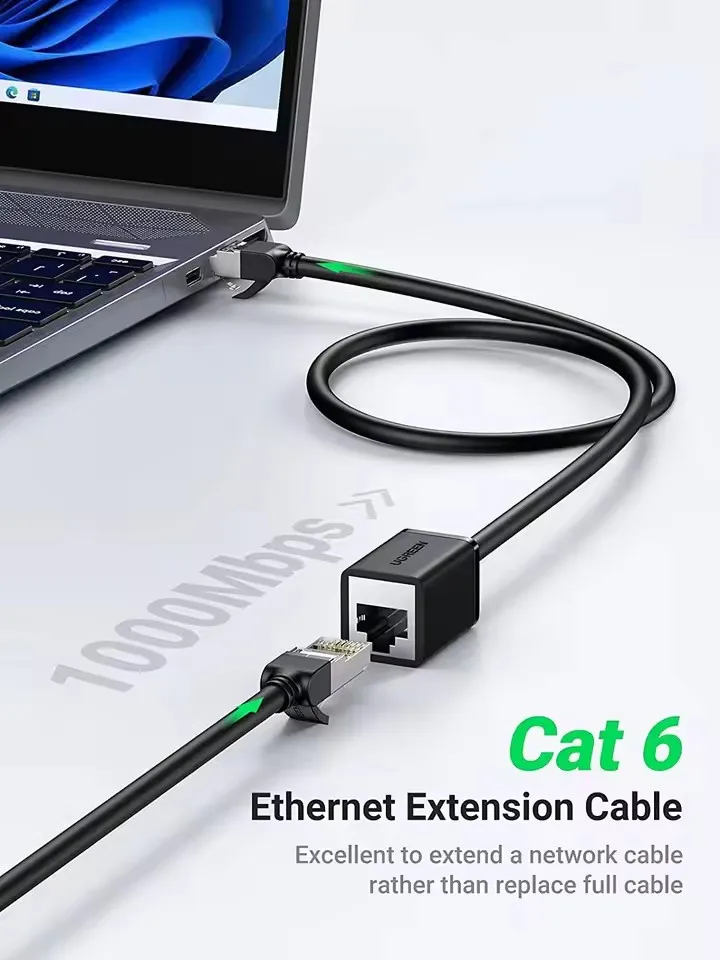 UGREEN NW112 Ethernet Extension Cable Cat6 LAN Cable Extender Cat 6 RJ45 Network Patch Cord Male to Female Connector