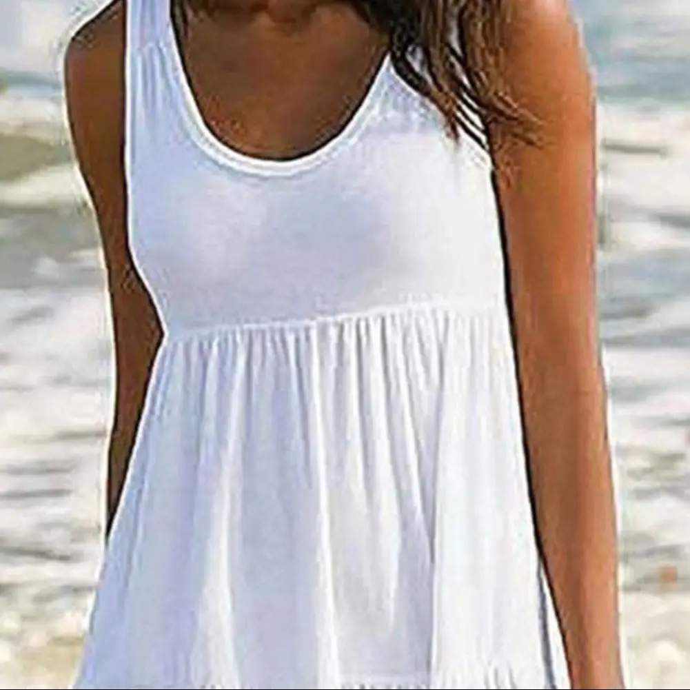 

2025 Women Dress Solid Color Ruffles Ruffles Spring Summer Pure Color Loose Midi Dress Elegant Knee Length Beach Party Dress