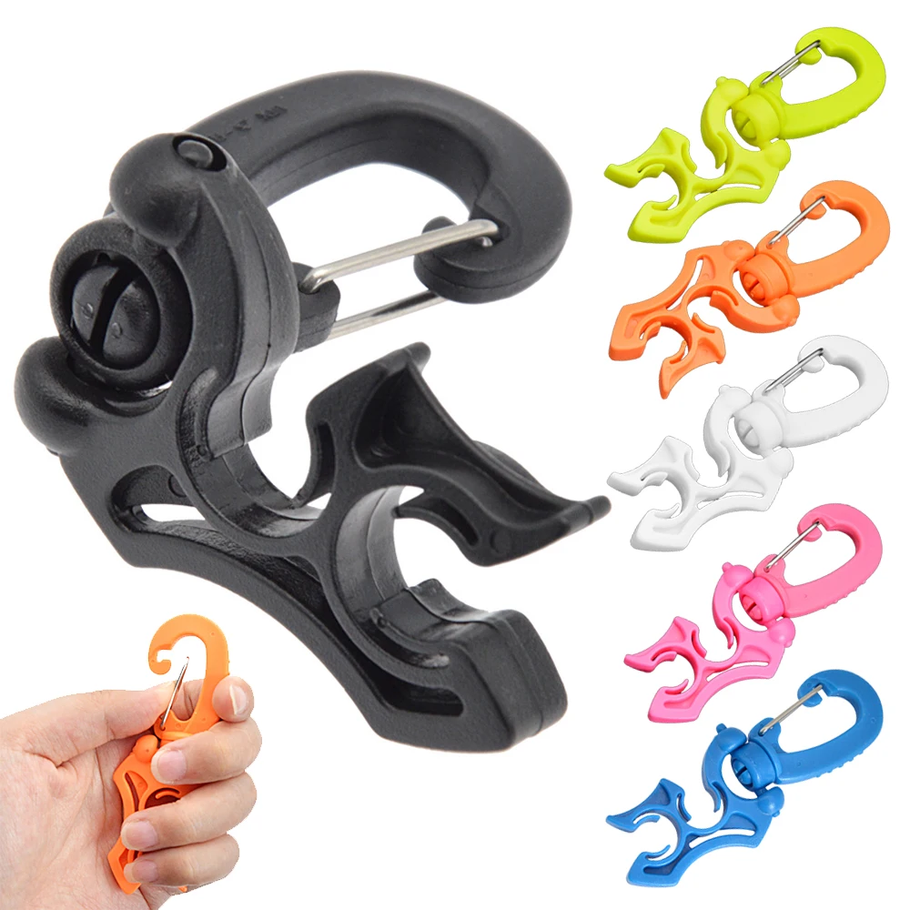 2pcs Regulator Double BCD Hose Holder with Clip Buckle Hook Snorkeling Double BCD Clip Regulator Retainer Buckle Hook