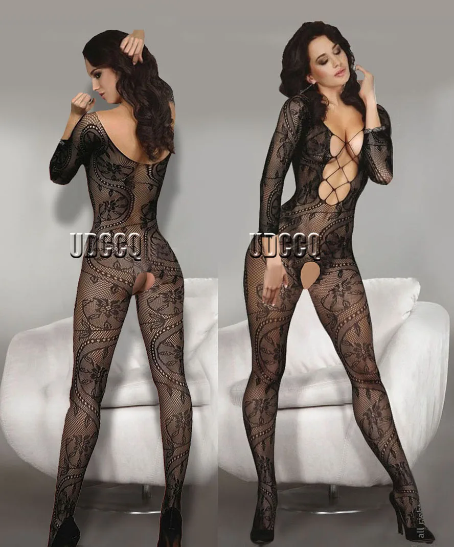 Ropa de dormir sexy para mujer, lencería sexy, Body de malla Floral, medias corporales íntimas, Catsuit, producto de noche de boda erótico Q517