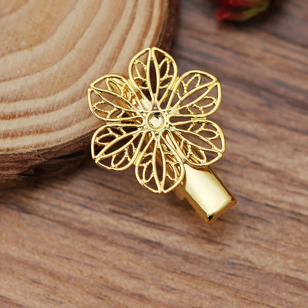 REGELIN 10pcs Gold/Silver Copper Hair Jewelry Settings Blank Base DIY Hair Clip Hairpins Barrette Retro Hair Wear Accessories