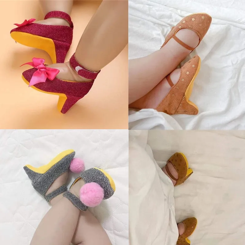 Neue neugeborene Fotografie Requisiten Baby Mädchen Prinzessin Bogen High Heels erste Geburtstags party Fotos chuhe für Baby Gedenk zubehör