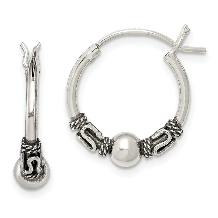 

Sterling Silver Antiqued Hoop Earrings