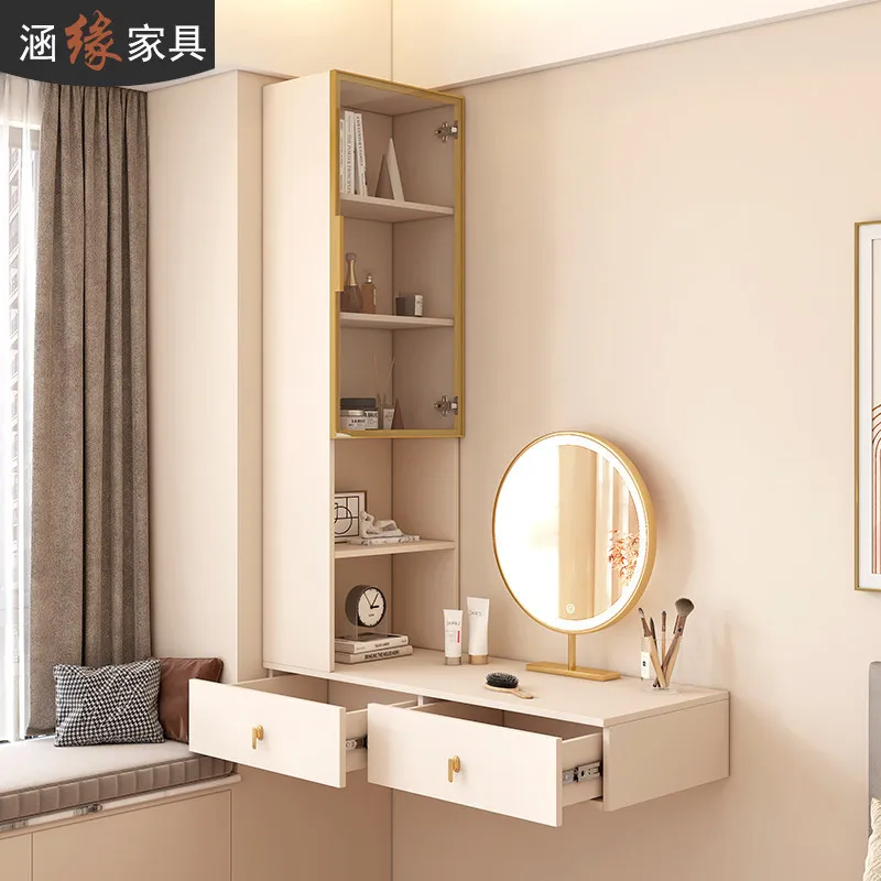 Cream wind bay window integrated bookcase desk bedroom hanging bay window dresser home study table computer desk 7L49