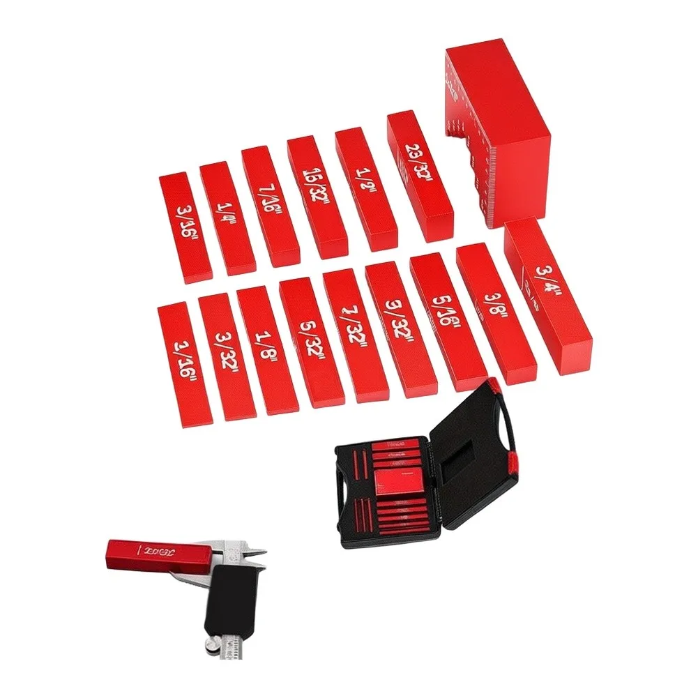 Setup Blocks for Woodworking Machines 16-Piece Set with Sizes from 1/16 inch to 1 inch for Comprehensive Calibration