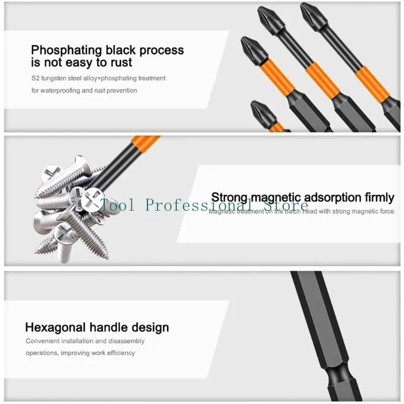 57QF 6Pcs Screwdriver Bit Hexagonal Shank Impact Electric Drill Bit Set Screw Drill Head Power Tools Drill Attachment Part