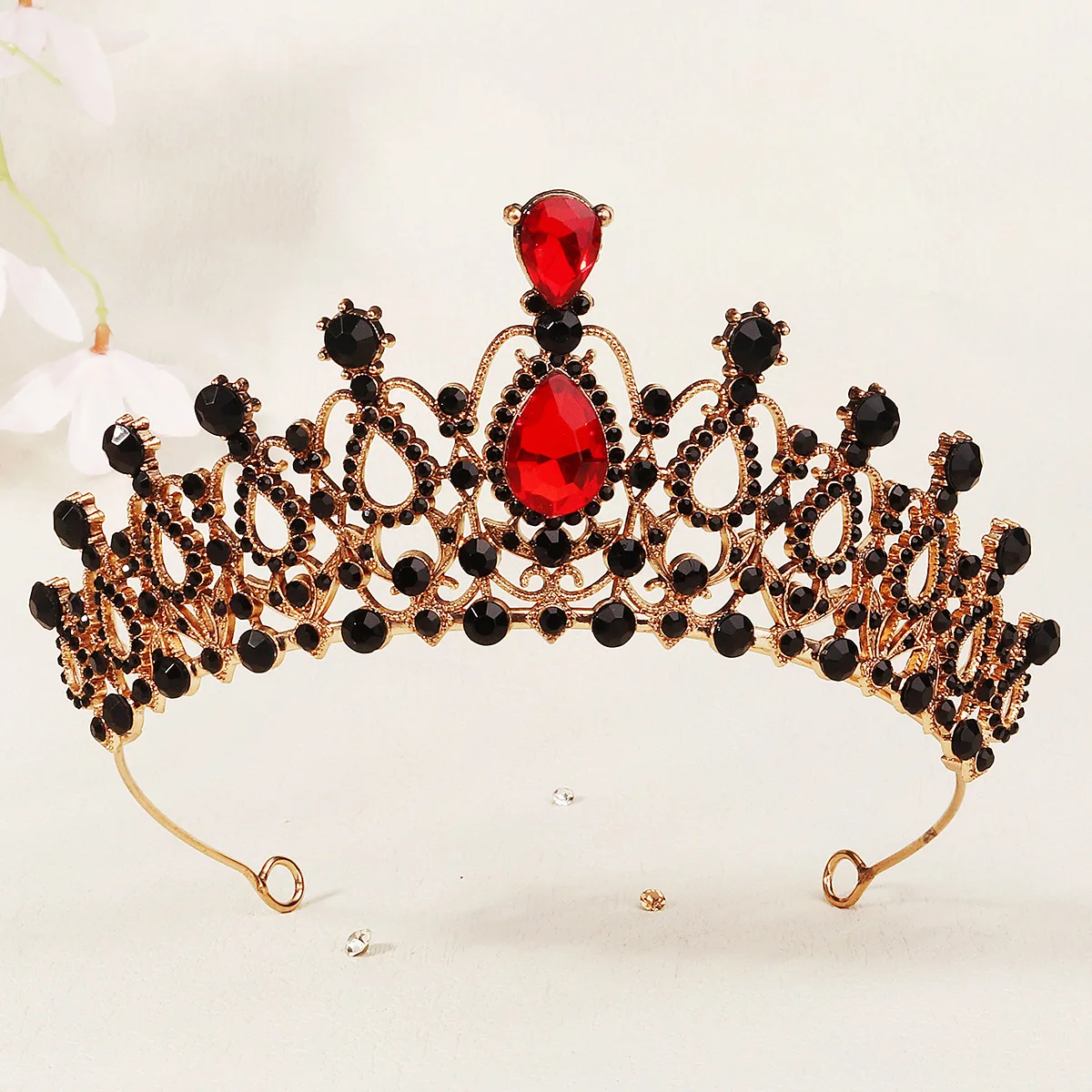 Vintage Red Crystal Tiaras And Crowns Rhinestone Prom Diadem Crown Tiara For Women Bride Bridal Wedding Hair Accessories Jewelry