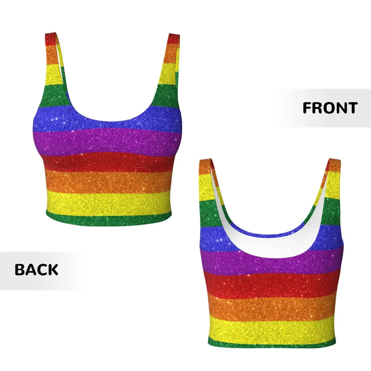 Pride Sports Bras for Women Rainbow Print Padded Workout Tank Tops Support Yoga Crop Tops for Women Cute Tops Holiday