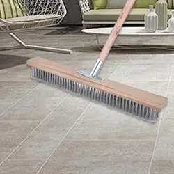 Deck Scrub Brush Head Wire Brush without Handle Heavy Duty Push Broom Scrubber Brush for Cleaning Garage Cement Shower 50cm