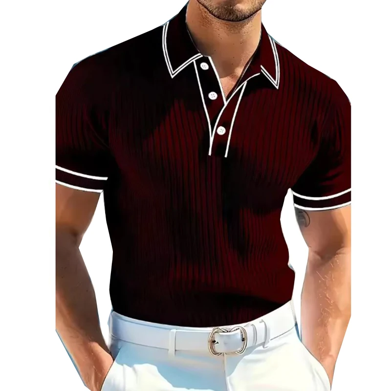 Men's Short Sleeve Polo Shirt with Buttons Casual Entertainment Decorative Clothing Leisure Fashion Polo