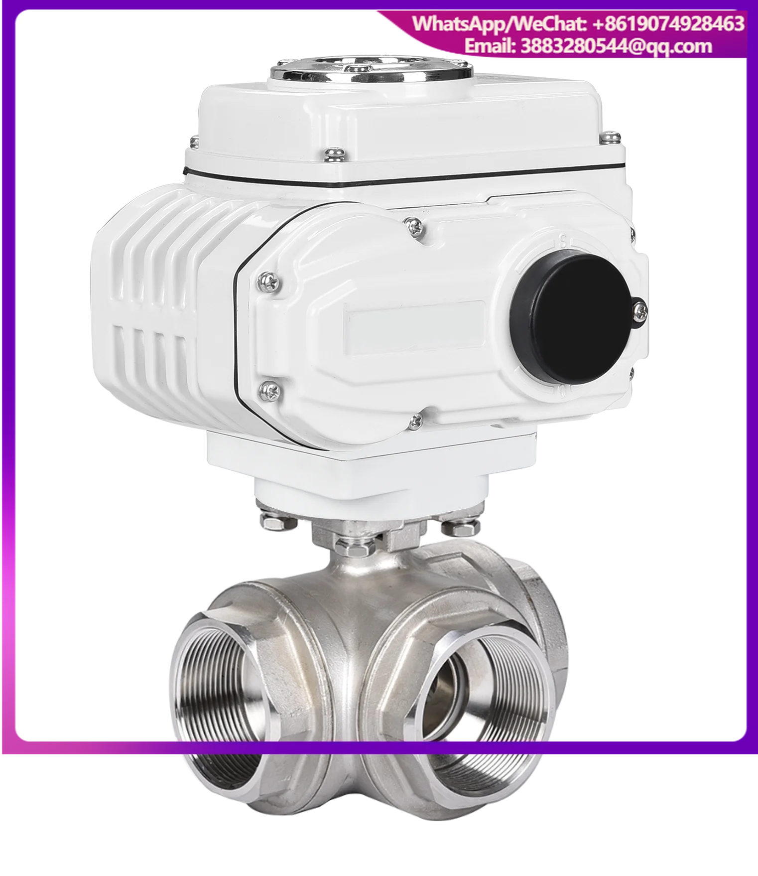 Electric 3 Way Ball Valve Stainless Steel 304 316 Female Thread L/T Port 24V 110V 220V Motorized Ball Valve For Water Oil Gas
