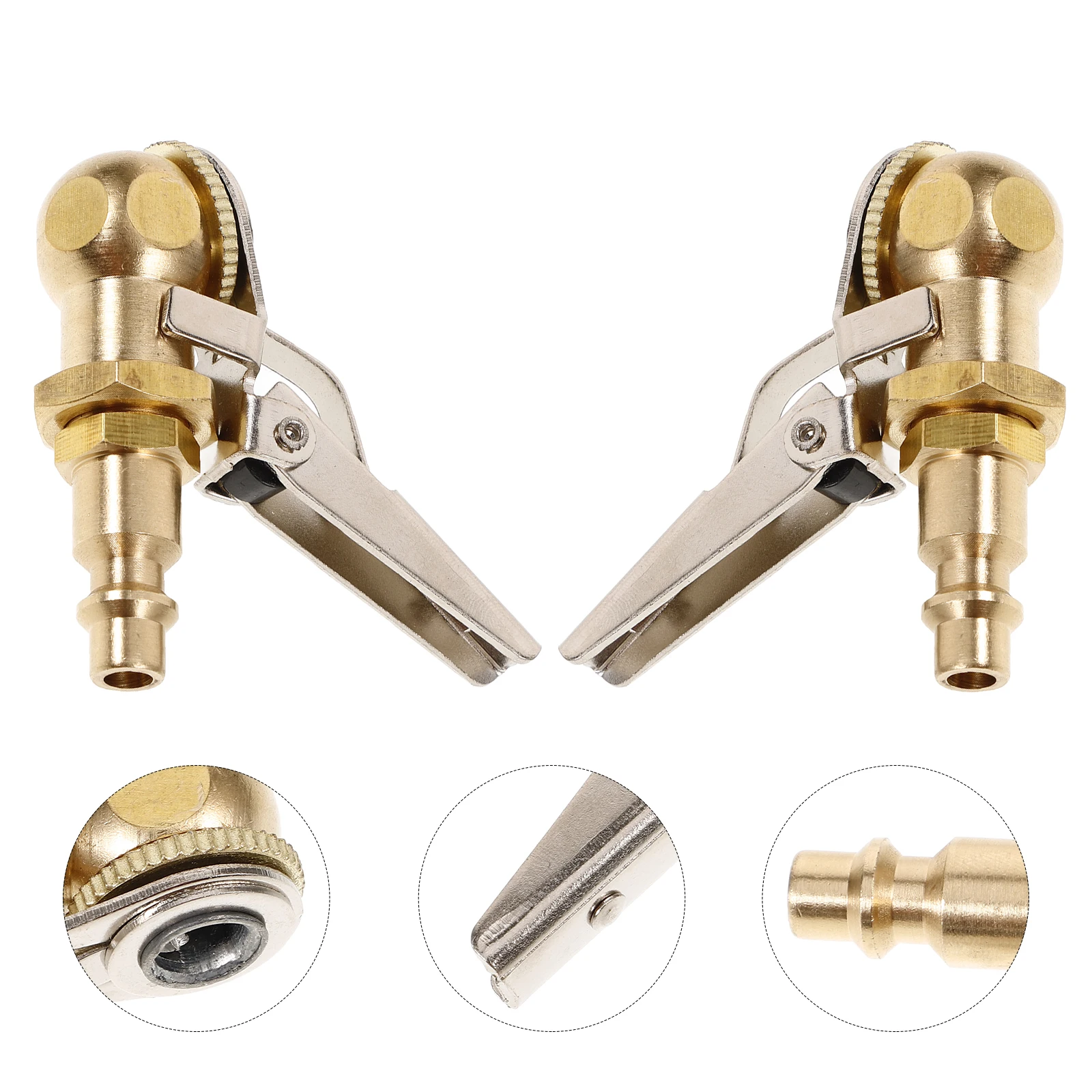 

2pcs Copper Connector Clip Chuck for Tires Inflatable Air Vacuum Metal Quick Tire Inflator Chuck Kit Internal Thread Clamp
