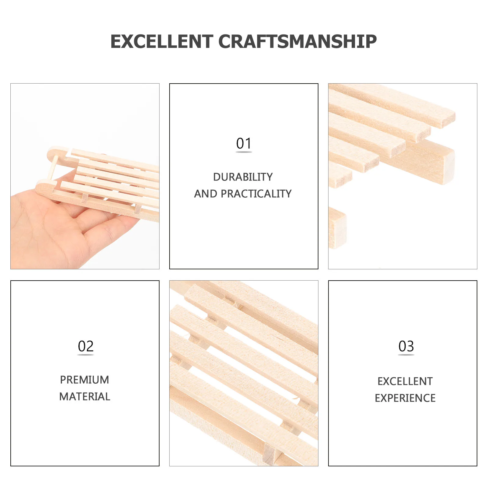 

3Pcs Wooden Sled Craft Xmas Desktop Ornament Festival Atmosphere Cheerful Party Decorations Long Service Life Wooden Sled Craft