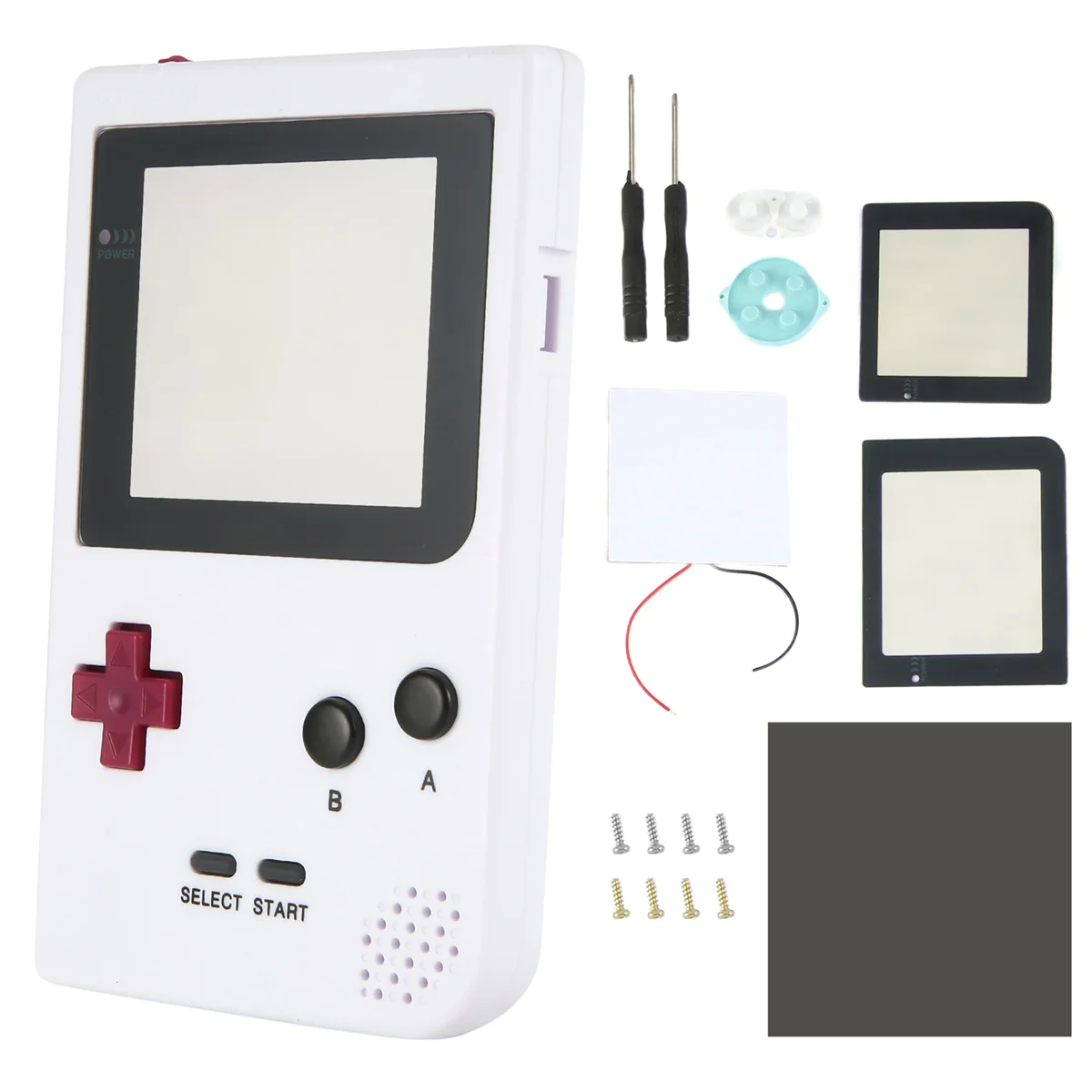 ABRI_DIY Shell Replacement for Gameboy Pocket Game Console for GBP Shell Case with Buttons Kit Class Lens White