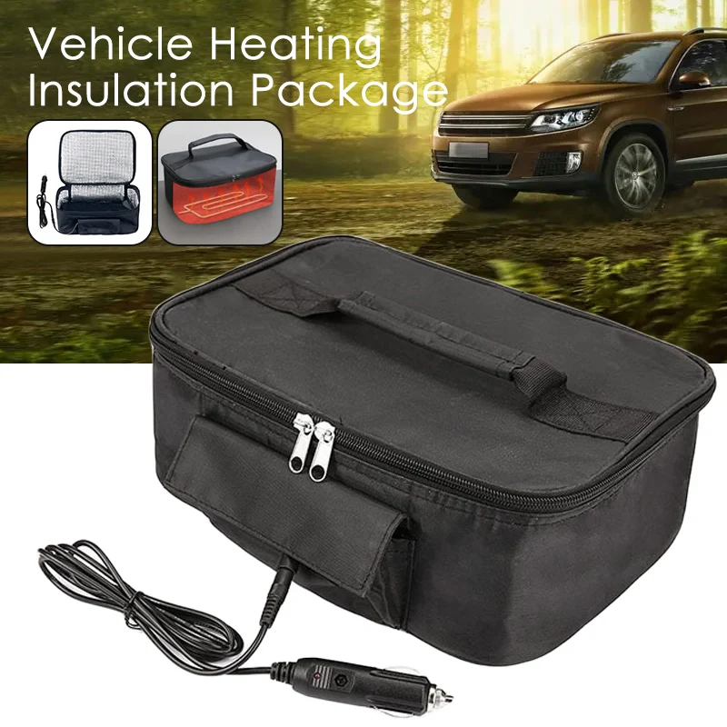 

2022 Car 12v Heated Lunch Insulation Pack Electric Food Meal Thermostat Bag Travel Bento Mini Microwave Black Large Capacity