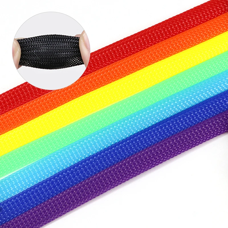 2/5/10m Cable Sleeve 2mm - 16mm High Density Nylon Mesh Tube Wire Insulated Sheath PET Expandable Braided Sleeving