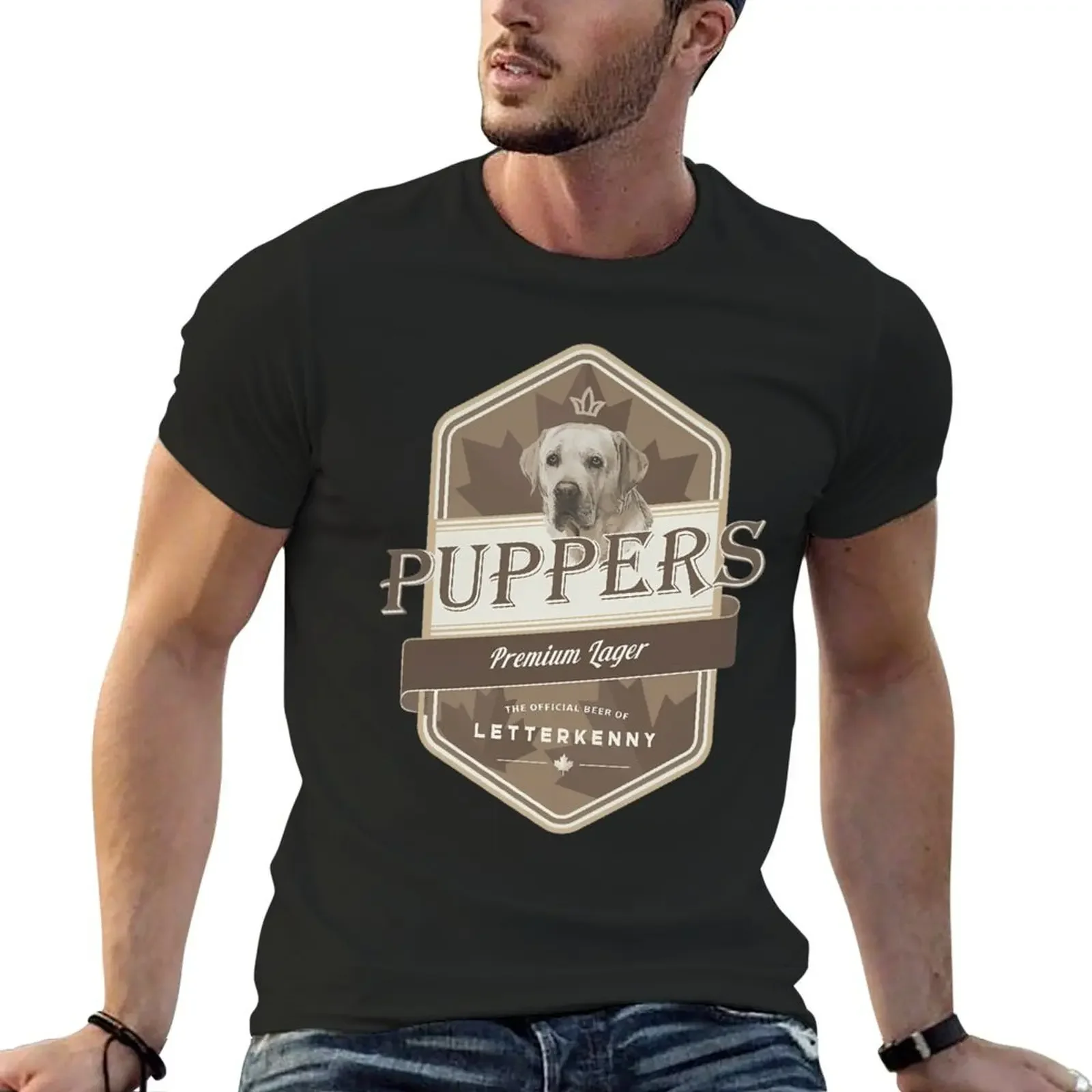 Letterkenny Puppers Premium Lager Beer T-Shirt summer top cotton graphic tees street wear korean fashion Men's t shirts