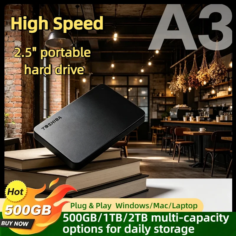 For Toshiba OEM A3 500GB 1TB 2TB USB 3.0 Expansion 2.5 Inch Portable External HDD Hard Disk Drive Box Storage Compact Pro