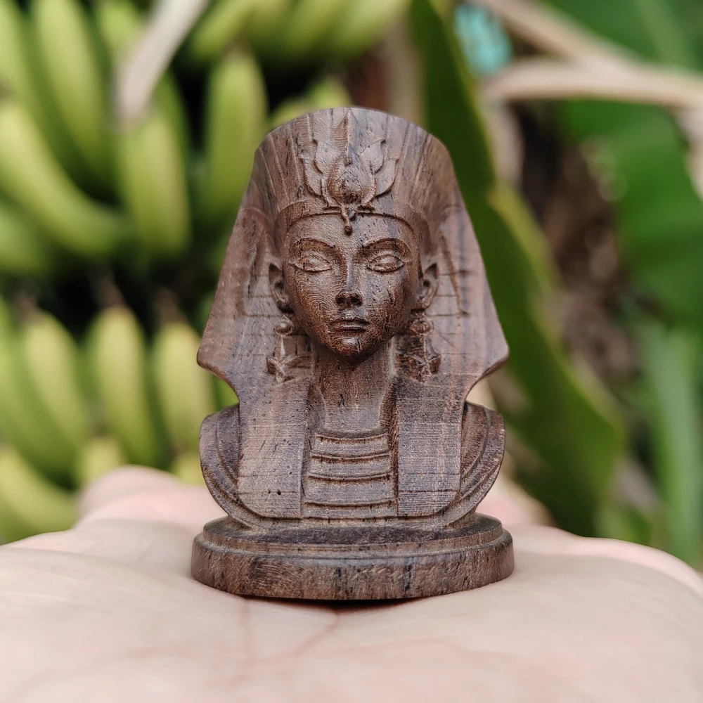 1.8 Inch Hand-Carved Wooden Pharaoh Figurine, Folk Style, Cultural Theme, Suitable for Christmas Decorations, Creative Desktop Ornaments, Home Decoration, Bedroom, Centerpiece Decoration, Office, Birthday Gift