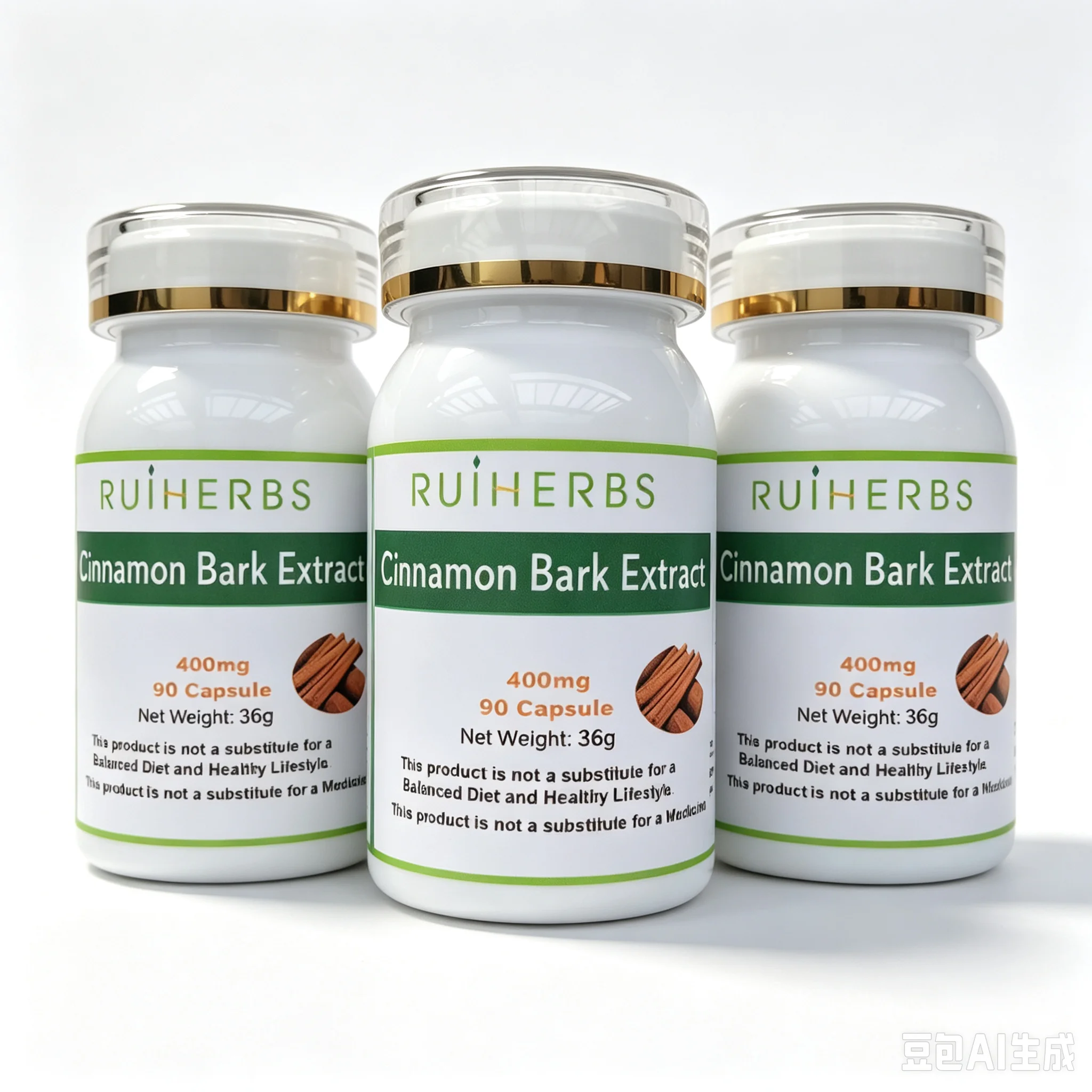 3Bottles Organic Ceylon Cinnamon Bark 10:1 Extract Capsules 400mg x 270 Counts