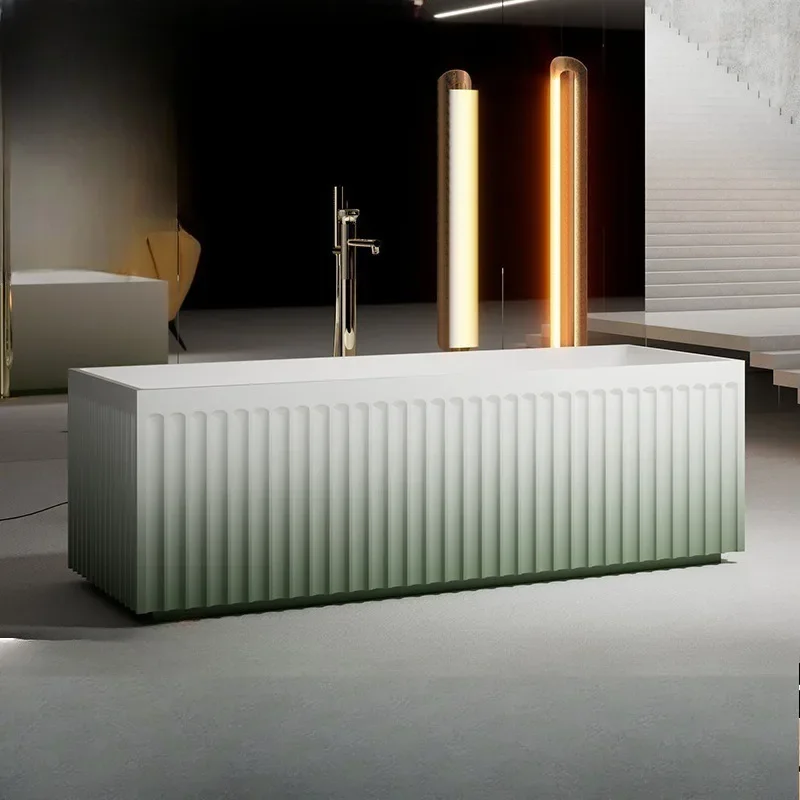 OEMArtificial stone bathtub, household small apartment rectangular wide vertical stripes, bathtub