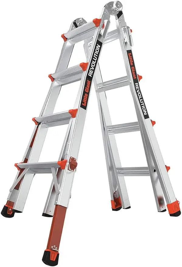 

Ladders, with Ratchet Levelers, M17, 17 ft, Multi-Position Ladder,leg levelers, Aluminum, Type 1A, 300 lbs weight rating