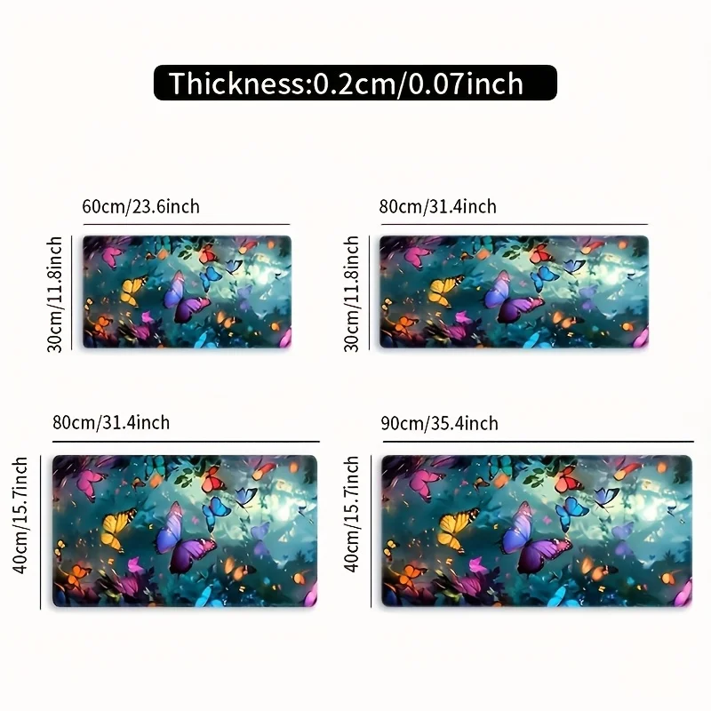 Extra großes buntes Schmetterlings-Mauspad, rutschfester Gummi-Computer, Laptop-Desktop-Pads, dicke Tastatur, PC-Zubehör, Sperrkante