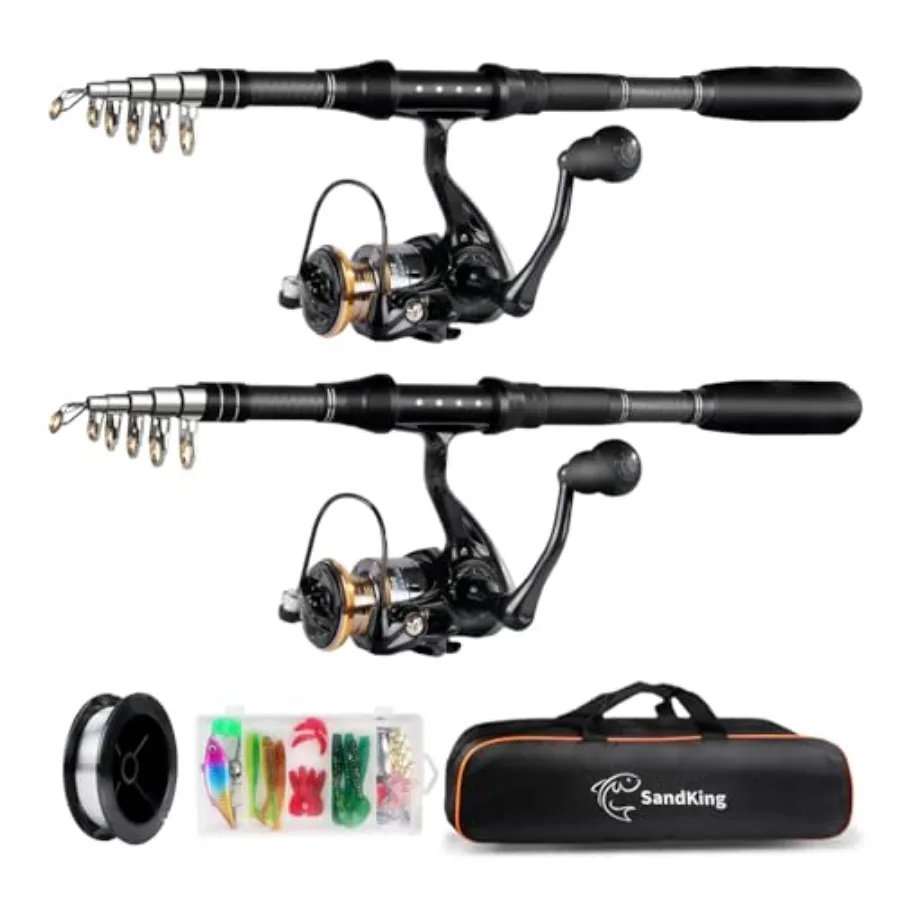 

Fishing Pole Kit Carbon Fiber Telescopic Fishing Rod and Reel Combo with Spinning Reel Line Bionic Bait Hooks and Carrier Bag f