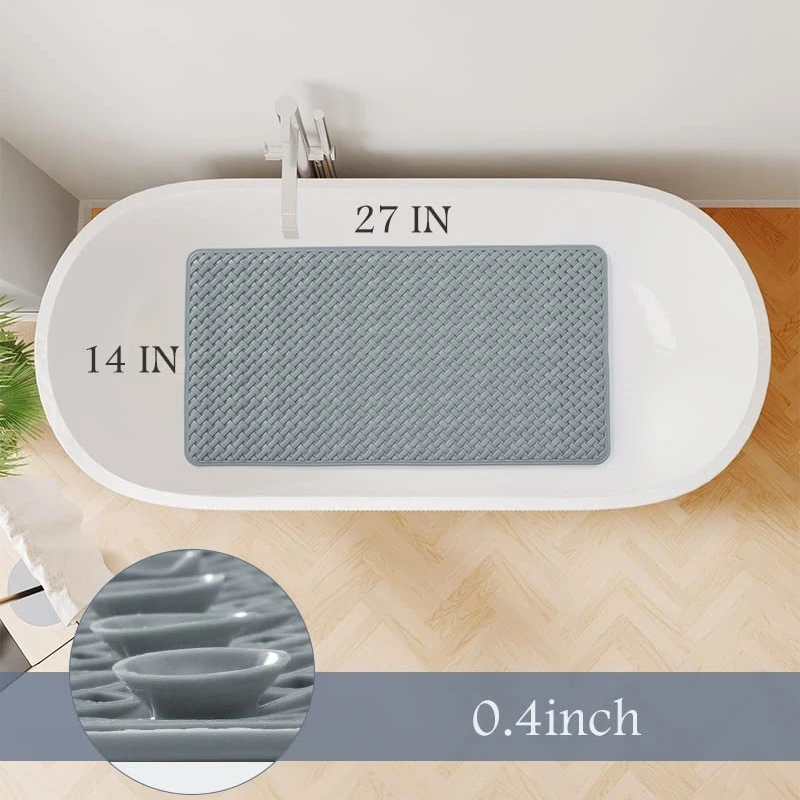 Non-slip Bath Mat with Suction Cup and Drain Hole, Soft Machine-washable Shower Mat Non-slip Bath Mat Suitable for Children\'s