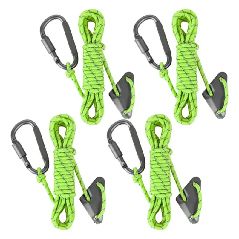 Correas de amarre con trinquete, 4 piezas, correas reflectantes de trinquete pequeñas con mosquetón de aleación de aluminio, lonas para tienda de campaña y senderismo
