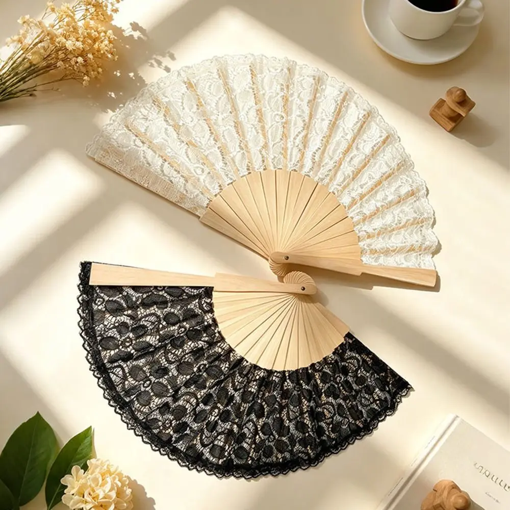 Antique Style Lace Hand Fan Floral Lace Portable Vintage Lace Fan Wedding Decorative Fan Folding Handheld Fan Bridal Accessories