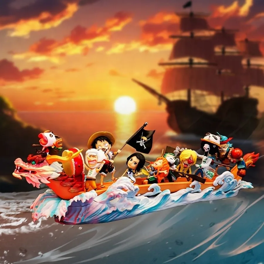 One Piece King China Loong Boat Festival Limited Straw Hat Troupe Loong Boat Full Set Flying Sauron Modelo Hecho a Mano