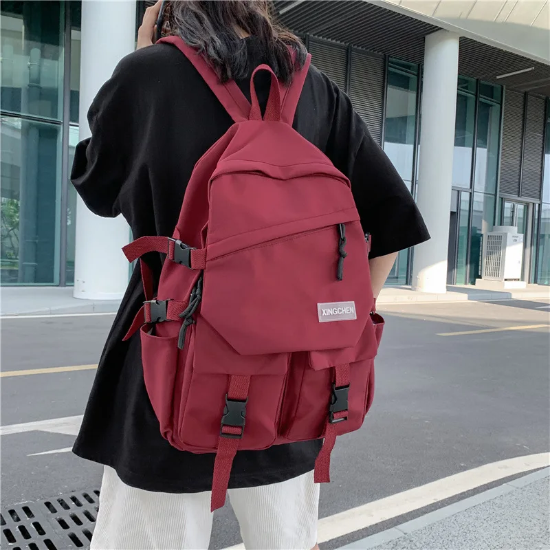 Multifunctional Teenager School Backpack Fashion Cool Nylon Pure Color Backpack Bag Boy Girls Casual Large Capacity Laptop Bag