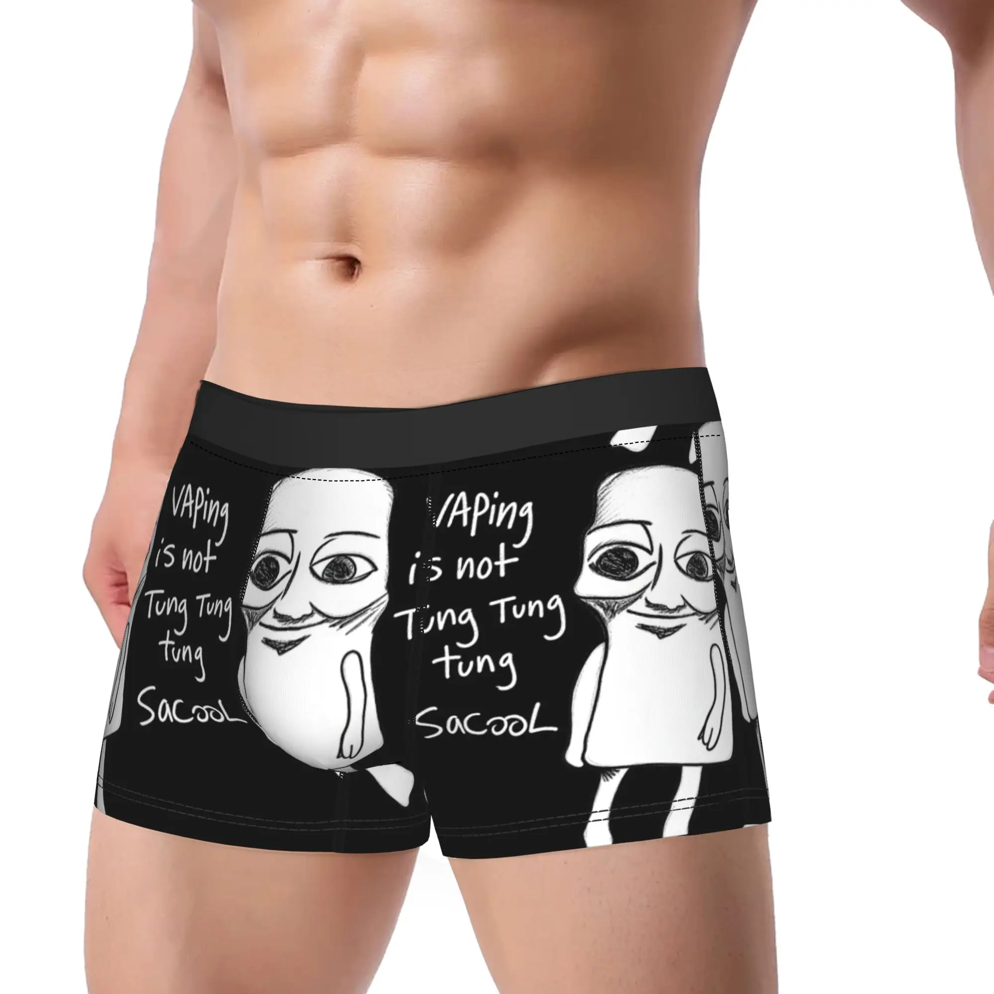 Vaping is not Tung Tung Tung Sacool Brainrot School Meme Boxer Brief  Underwear Men Comfortable Boxershorts Plus Size Underpants