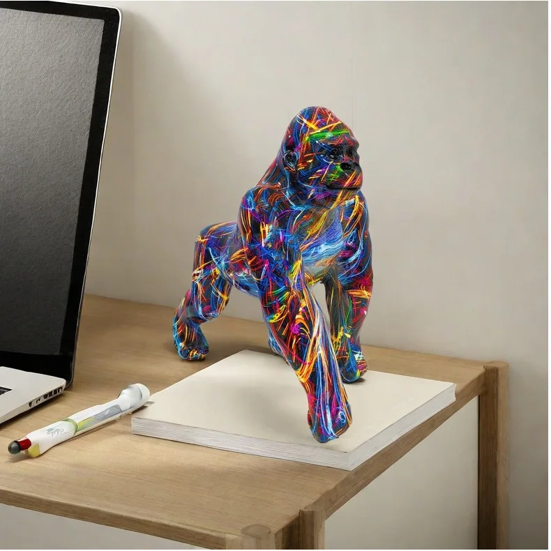 Kreative Bemalte Graffiti-Farbige Gorilla-Figur Kreative Dekoration Handwerk Heim-Eingangsbereich Weinschrank TV-Schrank Dekoration Geschenk – Detail 18