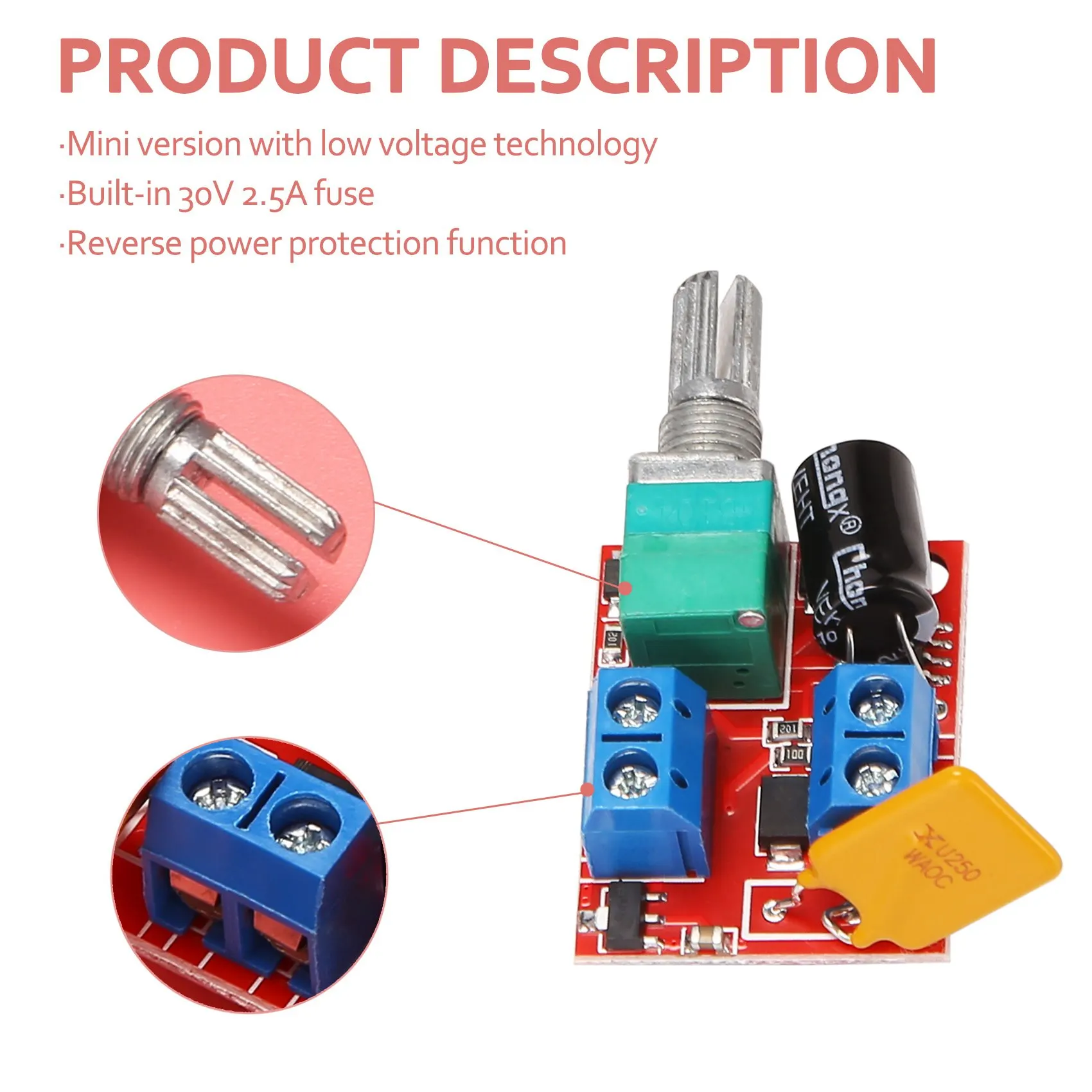 ABZV-Mini DC Motor PWM Speed Controller 3V 6V 12V 24V 35VDC 90W 5a DC Motor Speed Control Switch LED Dimmer