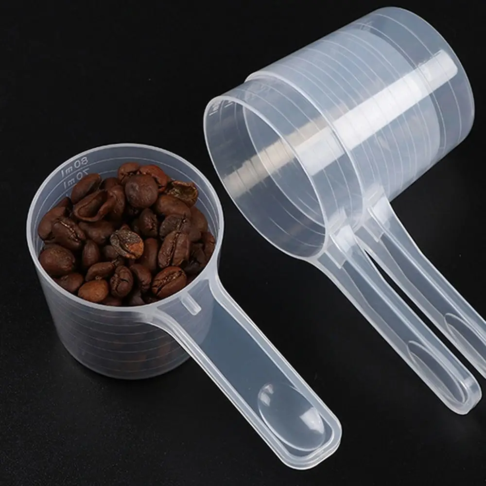5pcs/set plastic Coffee Scoop Transparent Multipurpose Flat-bottomed Spoon with Scale Measuring Spoon