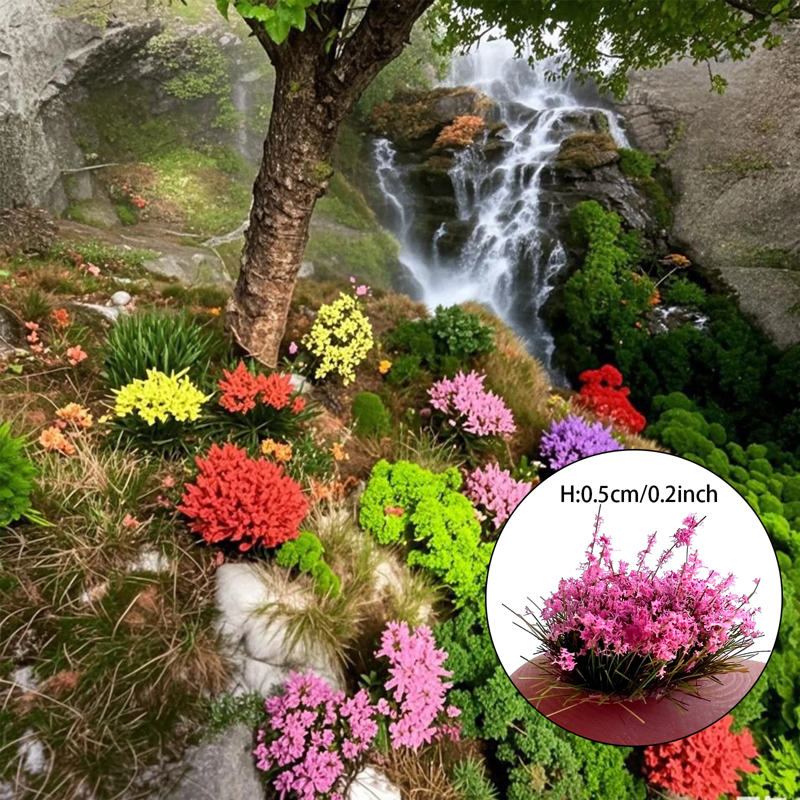 32 Buah Kelompok Bunga Miniatur 5Mm-Aksesori Diorama DIY untuk Permainan Model Kereta Api