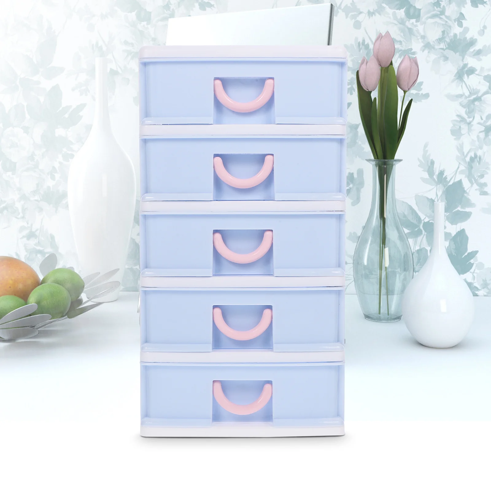 Storage Drawers Shelves Box Type Case Small Cabinet with Plastic Desk Organizer 2400X1750X1300CM Pink Office