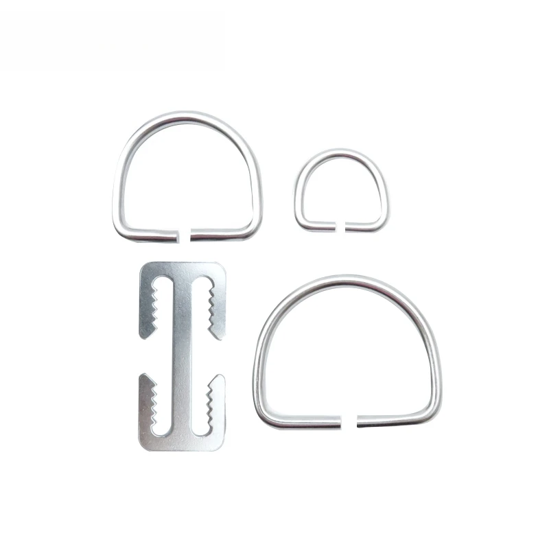 Stainless Steel Diving Slip-up No-disassembly Lazy Flat D-ring Serrated Sun-shaped Buckle D-ring