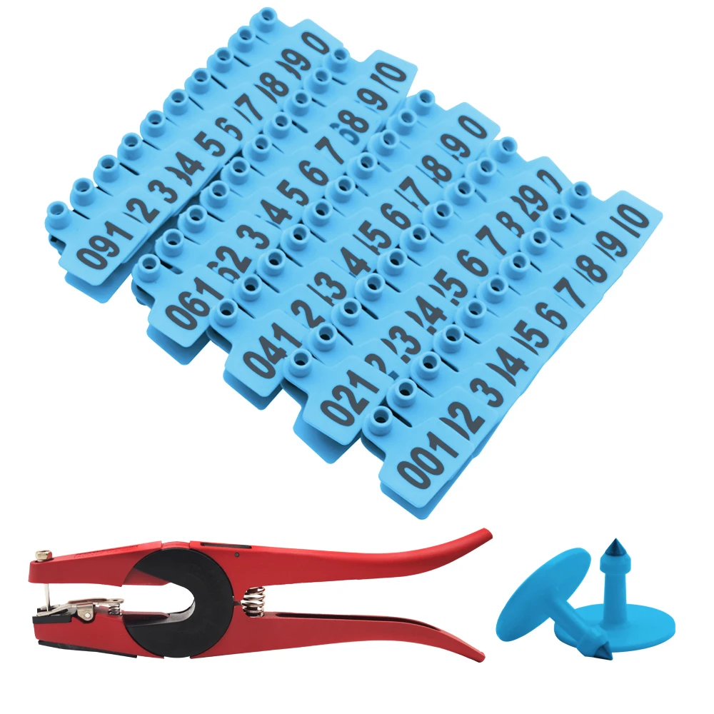 لا. 1-100 البلاستيك خنزير الأذن لافتات مع كلمة الأذن الليزر الكتابة النحاس رئيس أقراط مزرعة الحيوان بطاقة التعريف 100 قطعة #1